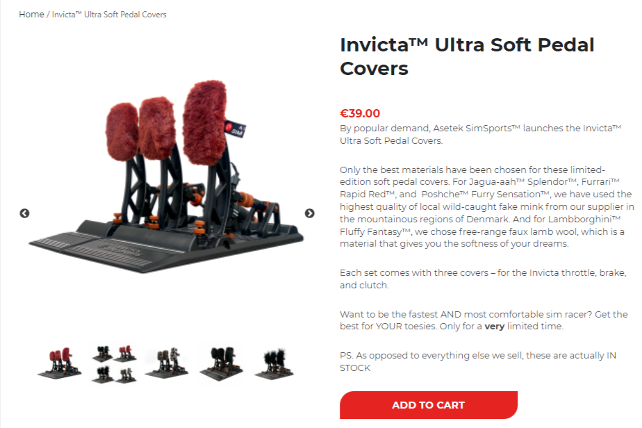 Invicta™ Ultra Soft Pedal Covers SimSports Screenshot